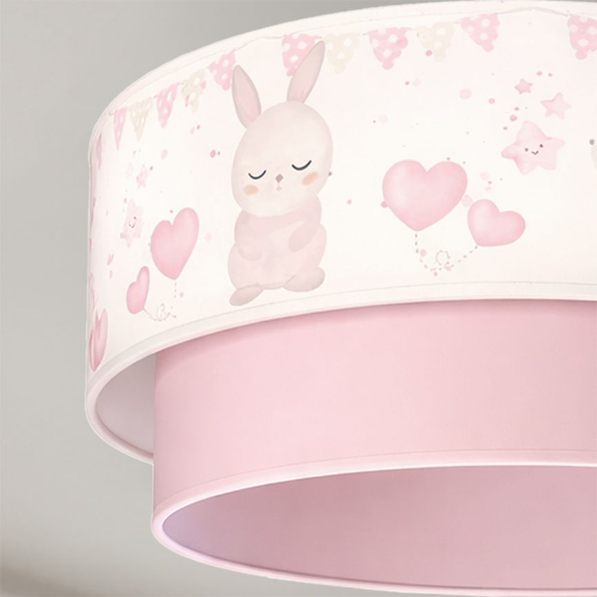 Brilagi - LED detské prisadené svietidlo BOBO 1xE27/60W/230V priemer 40 cm krémová/ružová/s motívom zajačikov