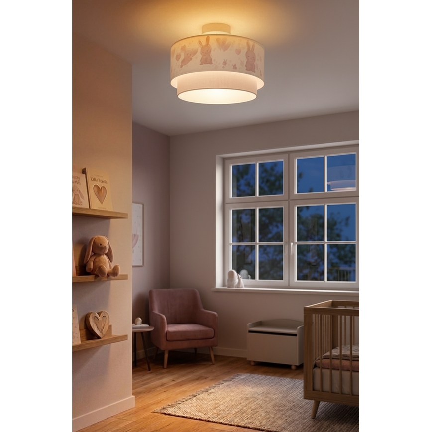 Brilagi - LED detský prisadený luster BOBO 1xE27/60W/230V pr. 40 cm krémová/sivá/zajačiky