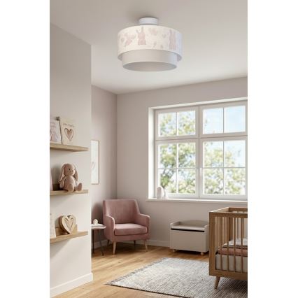 Brilagi - LED detský prisadený luster BOBO 1xE27/60W/230V pr. 40 cm krémová/sivá/zajačiky