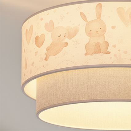 Brilagi - LED detský prisadený luster BOBO 1xE27/60W/230V pr. 40 cm krémová/sivá/zajačiky