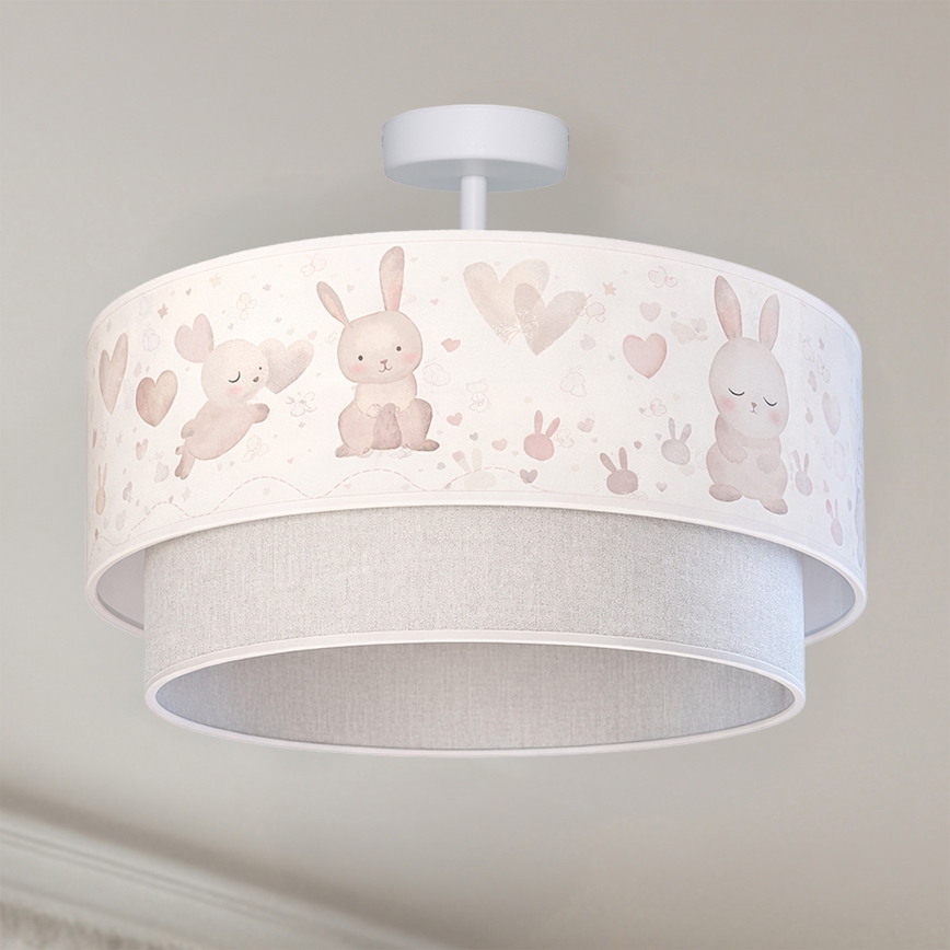Brilagi - LED detský prisadený luster BOBO 1xE27/60W/230V pr. 40 cm krémová/sivá/zajačiky