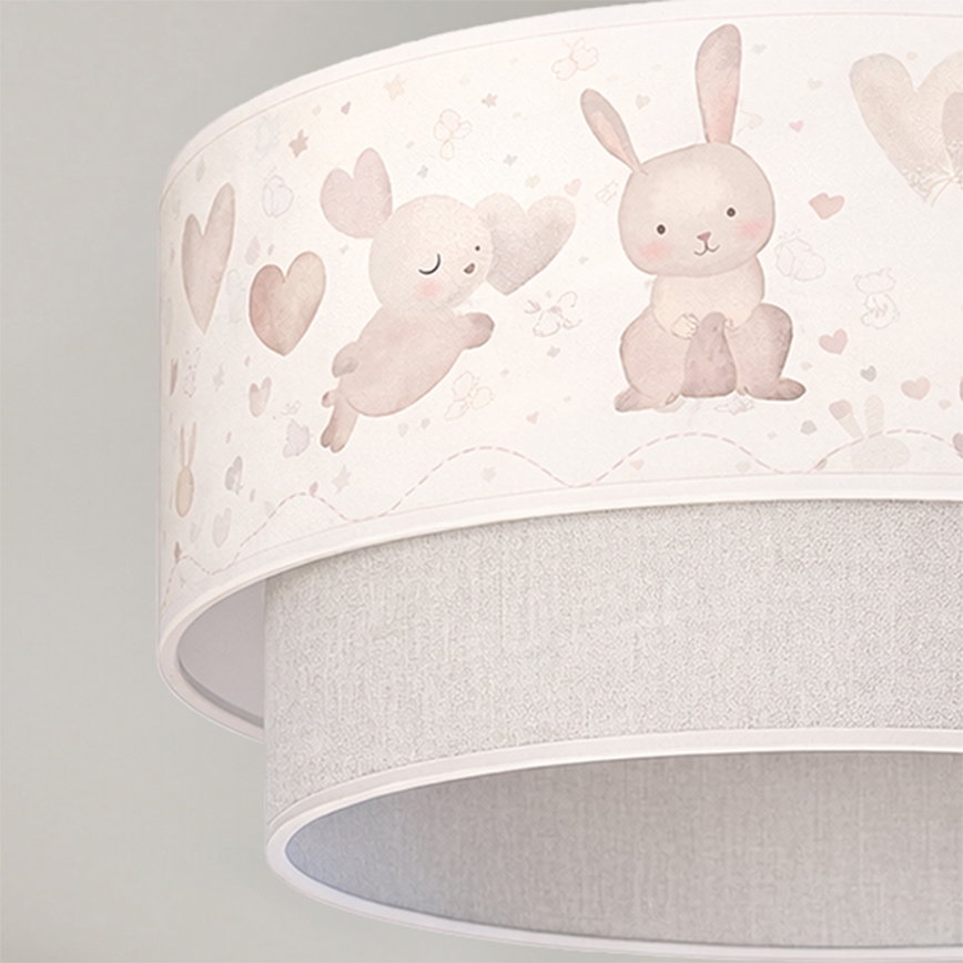 Brilagi - LED detský prisadený luster BOBO 1xE27/60W/230V pr. 40 cm krémová/sivá/zajačiky