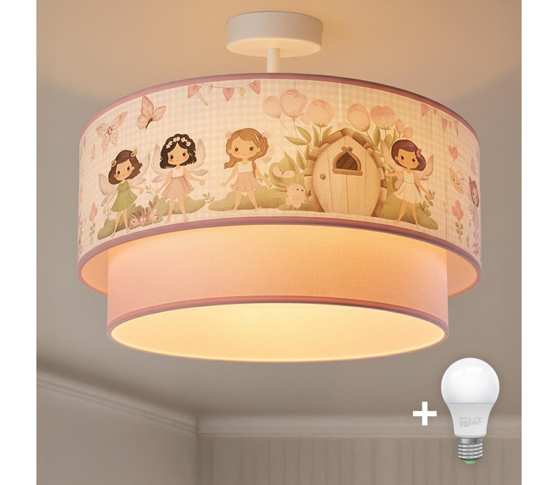 Brilagi - LED detský prisadený luster BOBO 1xE27/60W/230V pr. 40 cm ružová/víly 8590828051251
