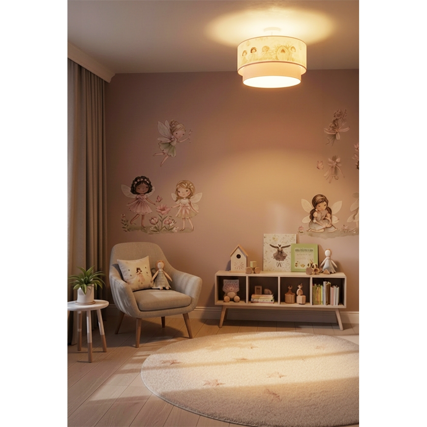 Brilagi - LED detský prisadený luster BOBO 1xE27/60W/230V pr. 40 cm ružová/víly