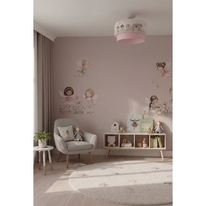 Brilagi - LED detský prisadený luster BOBO 1xE27/60W/230V pr. 40 cm ružová/víly