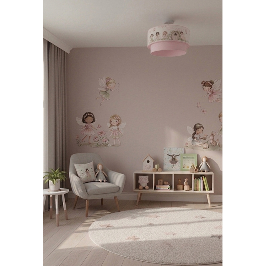 Brilagi - LED detský prisadený luster BOBO 1xE27/60W/230V pr. 40 cm ružová/víly