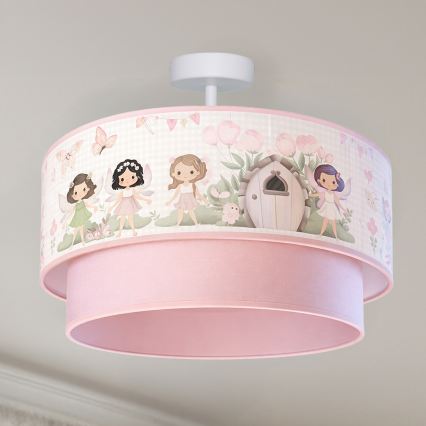 Brilagi - LED detský prisadený luster BOBO 1xE27/60W/230V pr. 40 cm ružová/víly