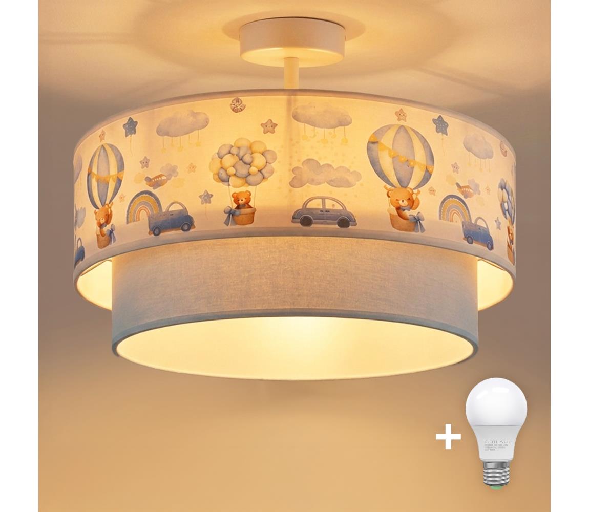 Brilagi-LED Detský prisadený luster BOBO 1xE27/60W/230V pr.40cm krém./modrá/medvedík 8590828051237