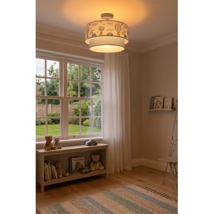 Brilagi - LED detský prisadený luster BOBO 1xE27/60W/230V priemer 40 cm krémová/modrá/medvedíky