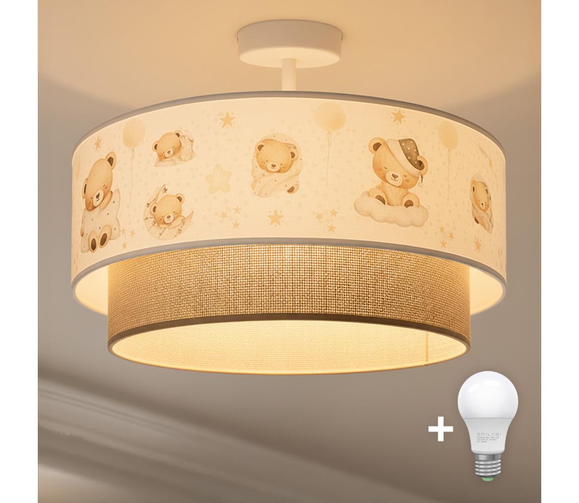 Brilagi-LED Detský prisadený luster BOBO 1xE27/60W/230V priemer 40 cm biela/béžová/medvedík 8590828051336