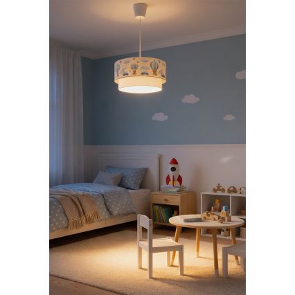 Brilagi - LED detský luster na lanku BOBO 1xE27/10W/230V pr. 40 cm krémová/modrá/medvedíky