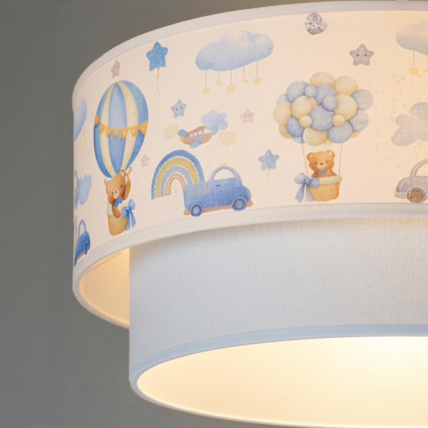 Brilagi - LED detský luster na lanku BOBO 1xE27/10W/230V pr. 40 cm krémová/modrá/medvedíky