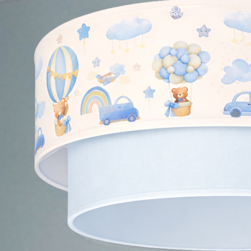 Brilagi - LED detský luster na lanku BOBO 1xE27/10W/230V pr. 40 cm krémová/modrá/medvedíky