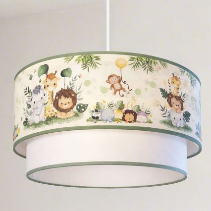 Brilagi - LED Detský luster na lanku BOBO 1xE27/60W/230V pr. 40 cm krémová/zelená/džungľa
