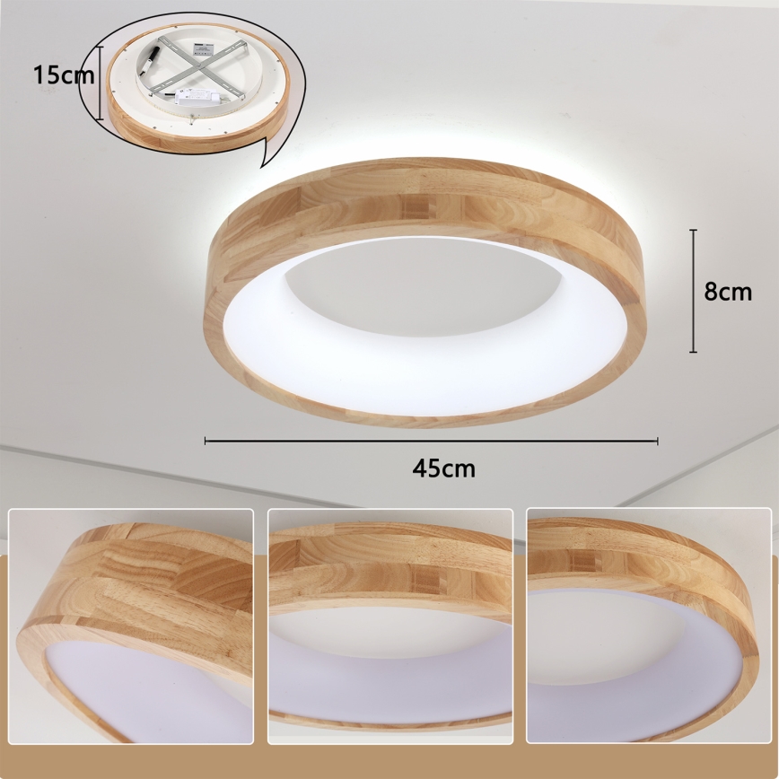 Brilagi - LED stropné svietidlo FALCON WOOD LED/30W/230V 3000/4000/6000K, priemer 45 cm, drevené prevedenie