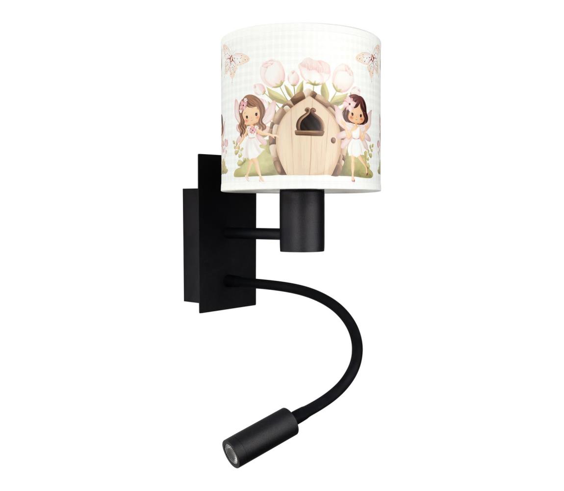 Brilagi - LED Flex. lampa BOBO 1xE27/25W/230V + LED/3W čierna/biela/ružová/víly BG1558+BG5586