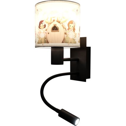 Brilagi - LED detská flexibilná nástenná lampa BOBO 1xE27/25W/230V + LED/3W čierna/biela/ružová/víly