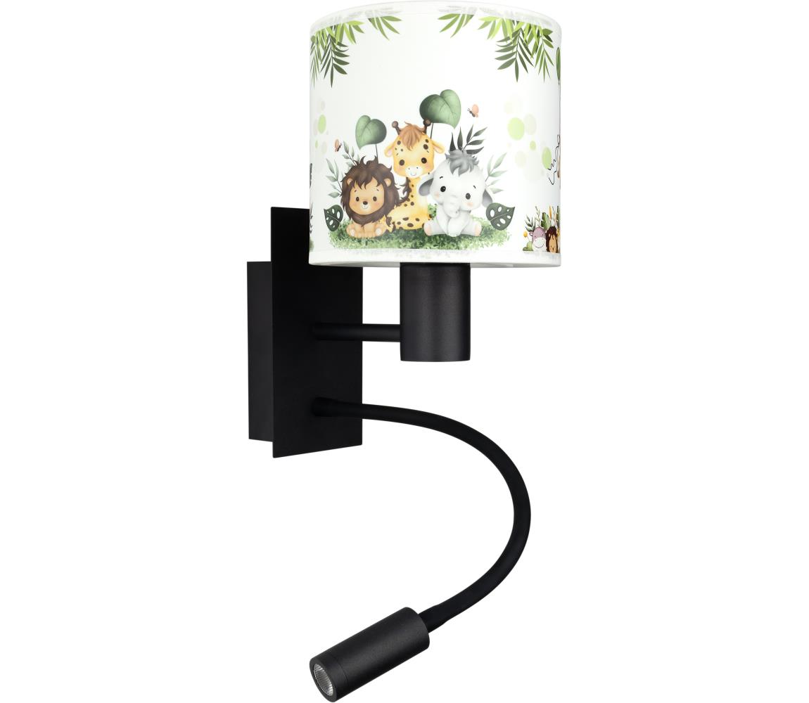 Brilagi - LED Flex. lampa BOBO 1xE27/25W/230V + LED/3W čierna/biela/zelená/džungľa BG1558+BG5588