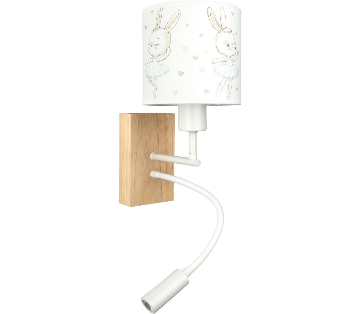 Brilagi - LED Flex. lampa BOBO WOOD 1xE27/25W/230V + LED/3W dub/biela/zajačiky BG1565+BG5580