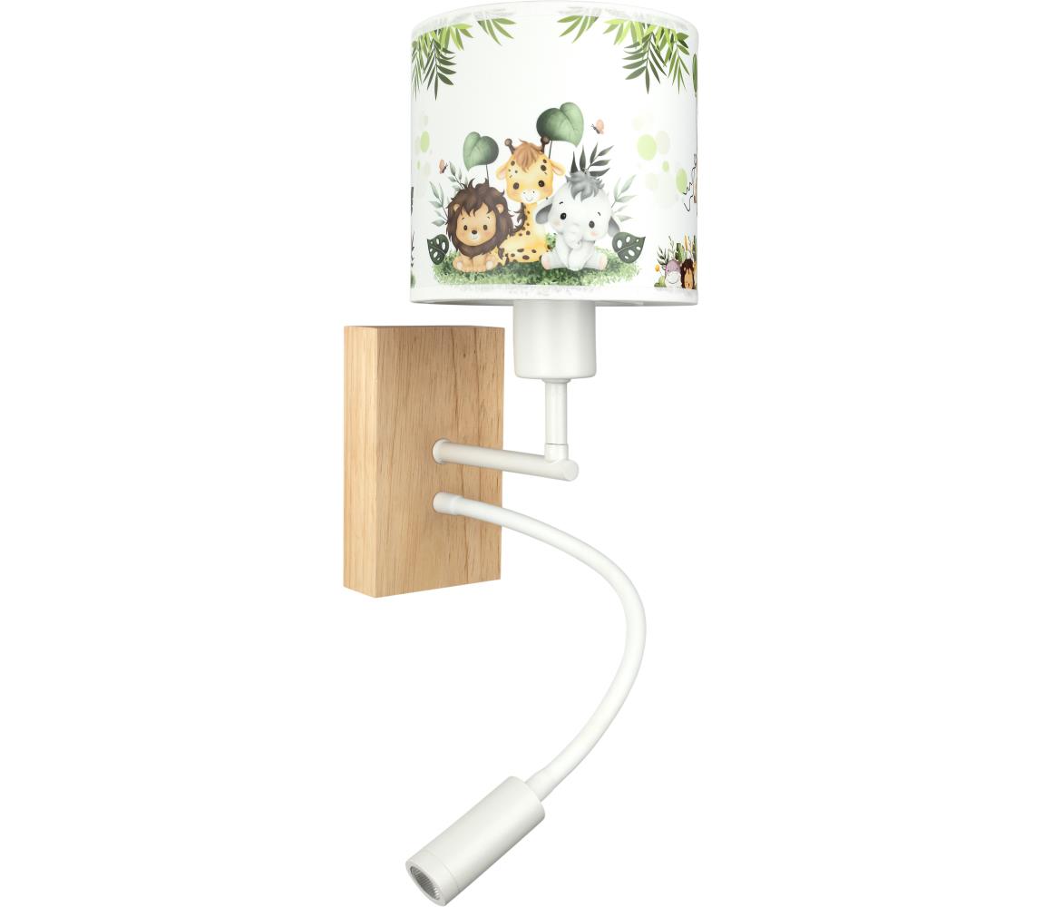 Brilagi - LED Flex lampa BOBO WOOD 1xE27/25W/230V + LED/3W dub/biela/zelená/džungľa. BG1565+BG5588