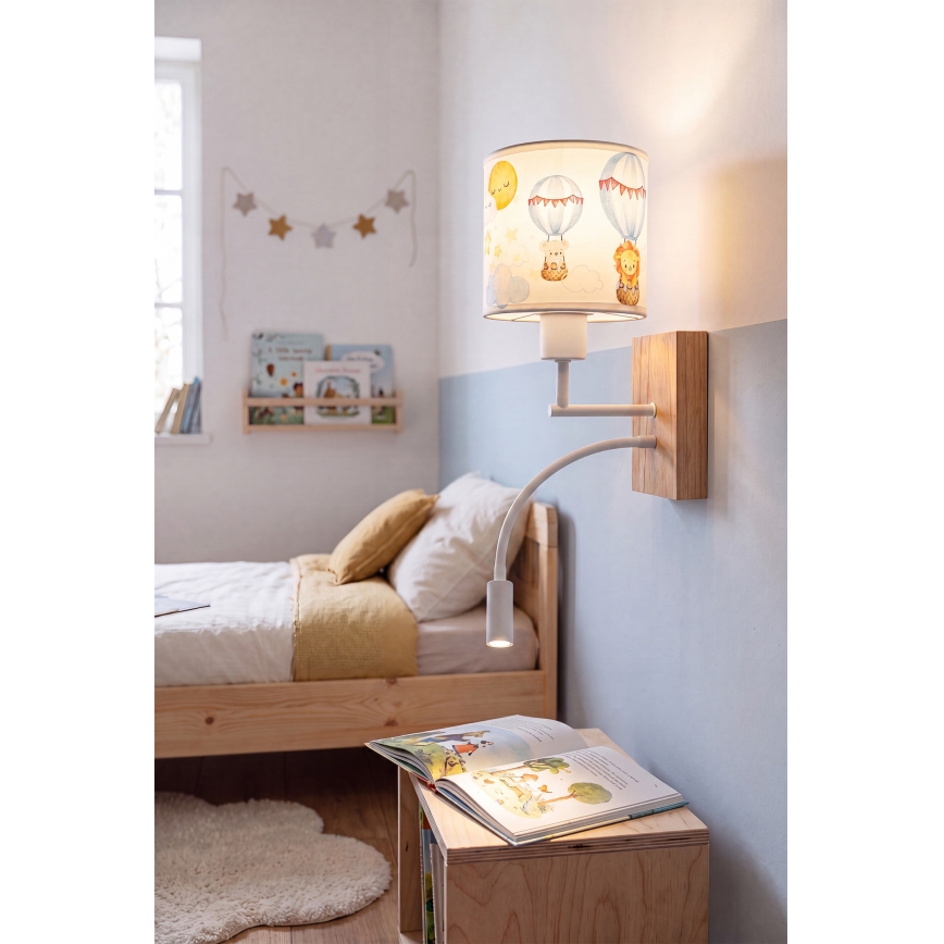 Brilagi - LED detská flexibilná nástenná lampa BOBO WOOD 1xE27/25W/230V + LED/3W dub/biela/zvieratká