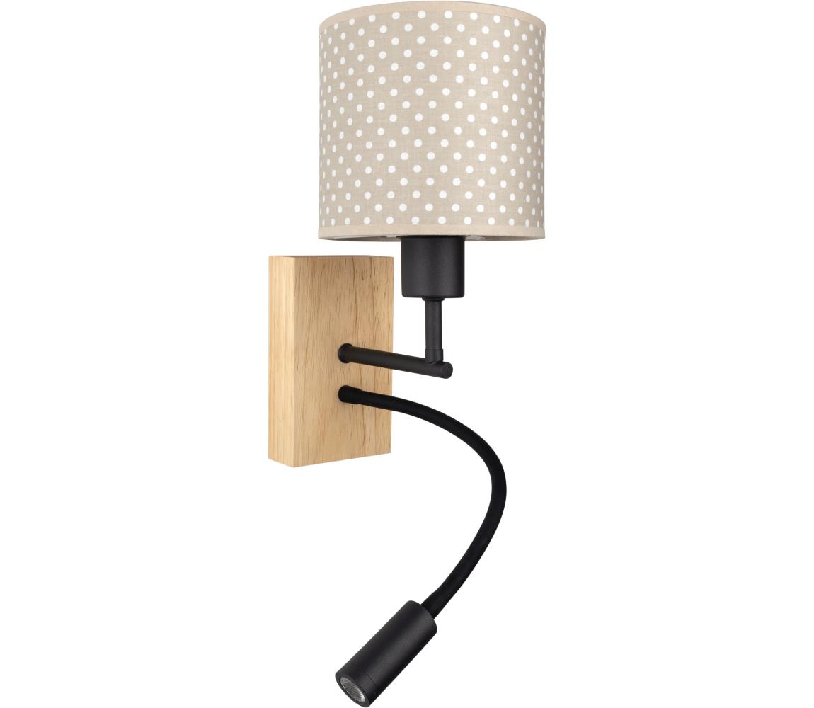 Brilagi - LED Flex. lampa BOBO WOOD 1xE27/25W/230V + LED/3W dub/čierna/béžová/bodkovaná BG1564+BG5581