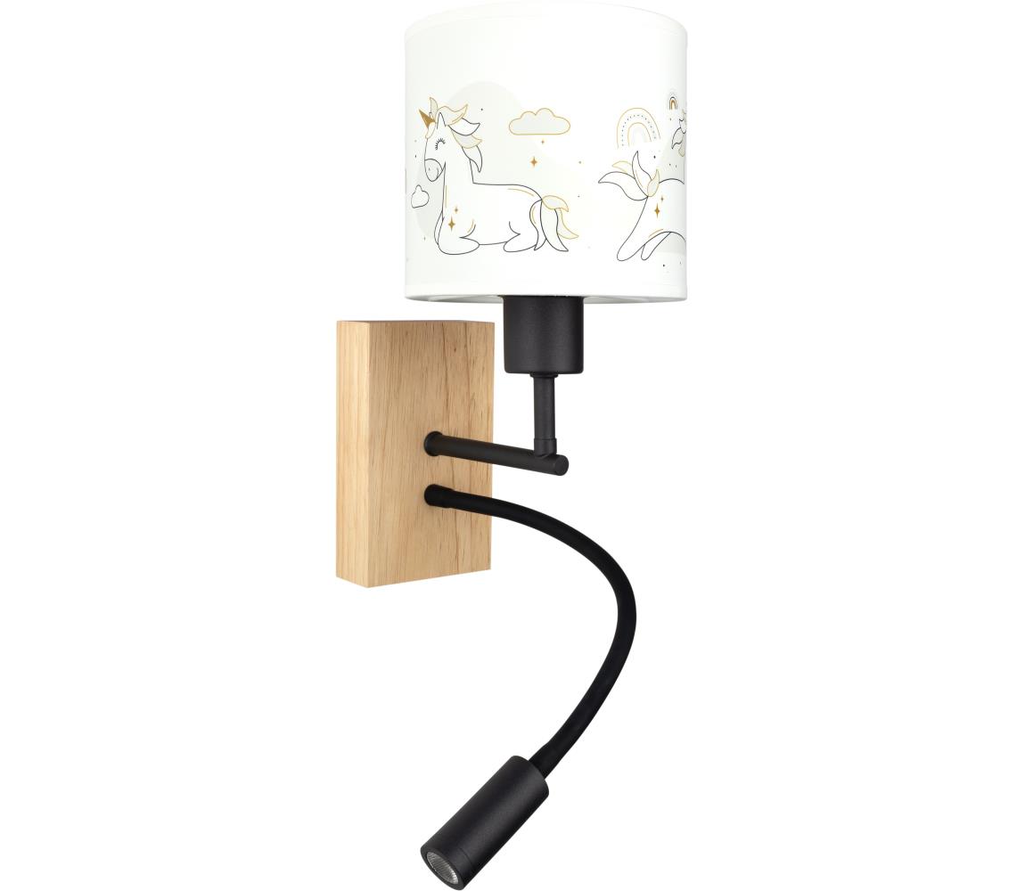 Brilagi - LED Flex. lampa BOBO WOOD 1xE27/25W/230V + LED/3W dub/čierna/biela/jedn. BG1564+BG5579