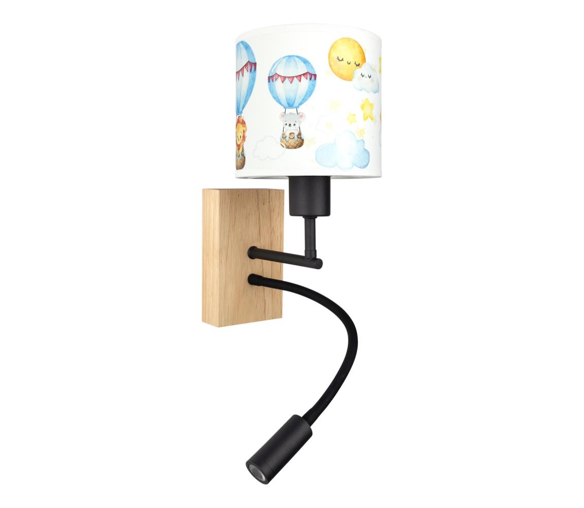 Brilagi - LED Flex. lampa BOBO WOOD 1xE27/25W/230V + LED/3W dub/čierna/biela/zvierací. BG1564+BG5583