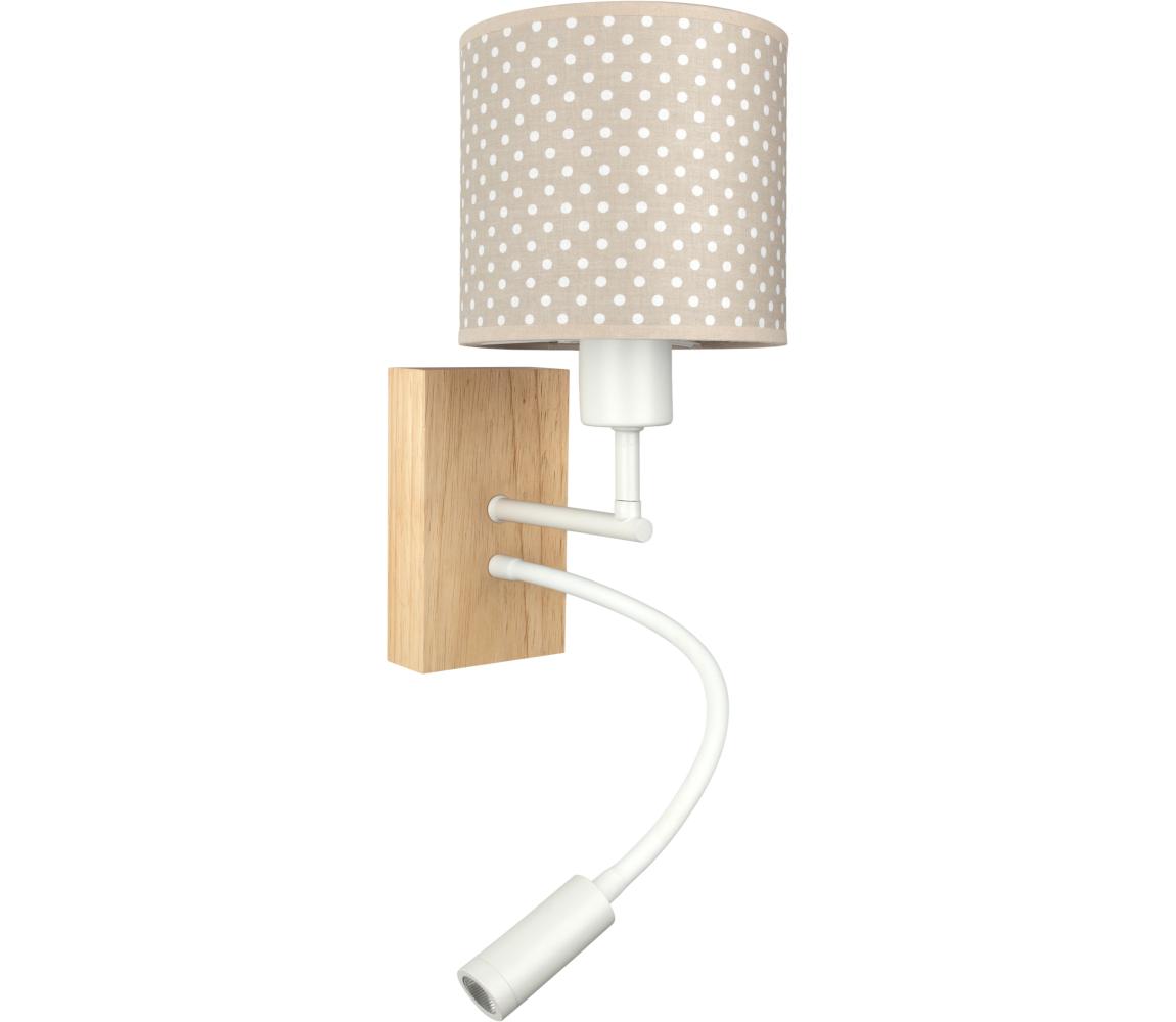 Brilagi - LED Flex. lampa BOBO WOOD 1xE27/25W/230V + LED/3W dubová/biela/béžová/bodkovaná BG1565+BG5581