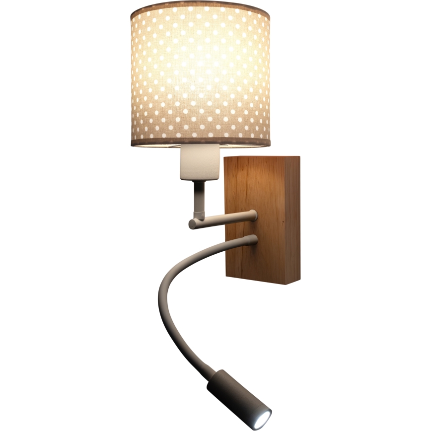Brilagi - LED detská flexibilná nástenná lampa BOBO WOOD 1xE27/25W/230V + LED/3W dub/biela/béžová/bodky