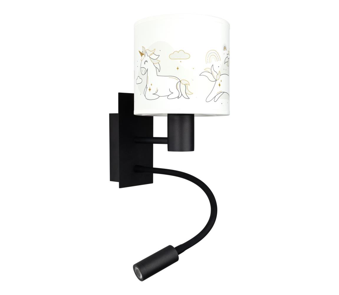 Brilagi - LED flexibilná lampa BOBO 1xE27/25W/230V + LED/3W čierna/biela/jednorožce BG1558+BG5579