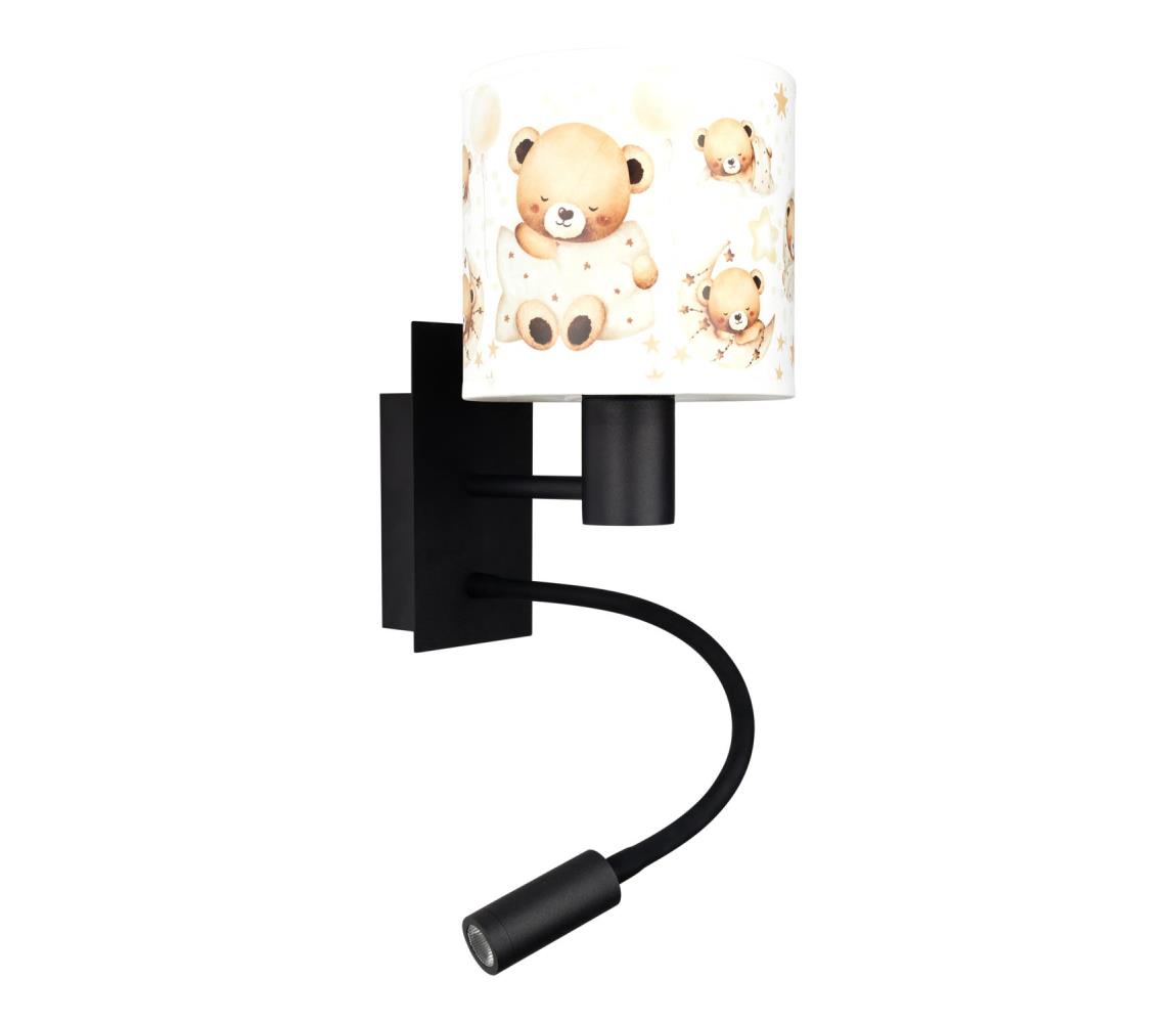 Brilagi - LED flexibilná lampa BOBO 1xE27/25W/230V + LED/3W čierna/biela/medvedíky BG1558+BG5590