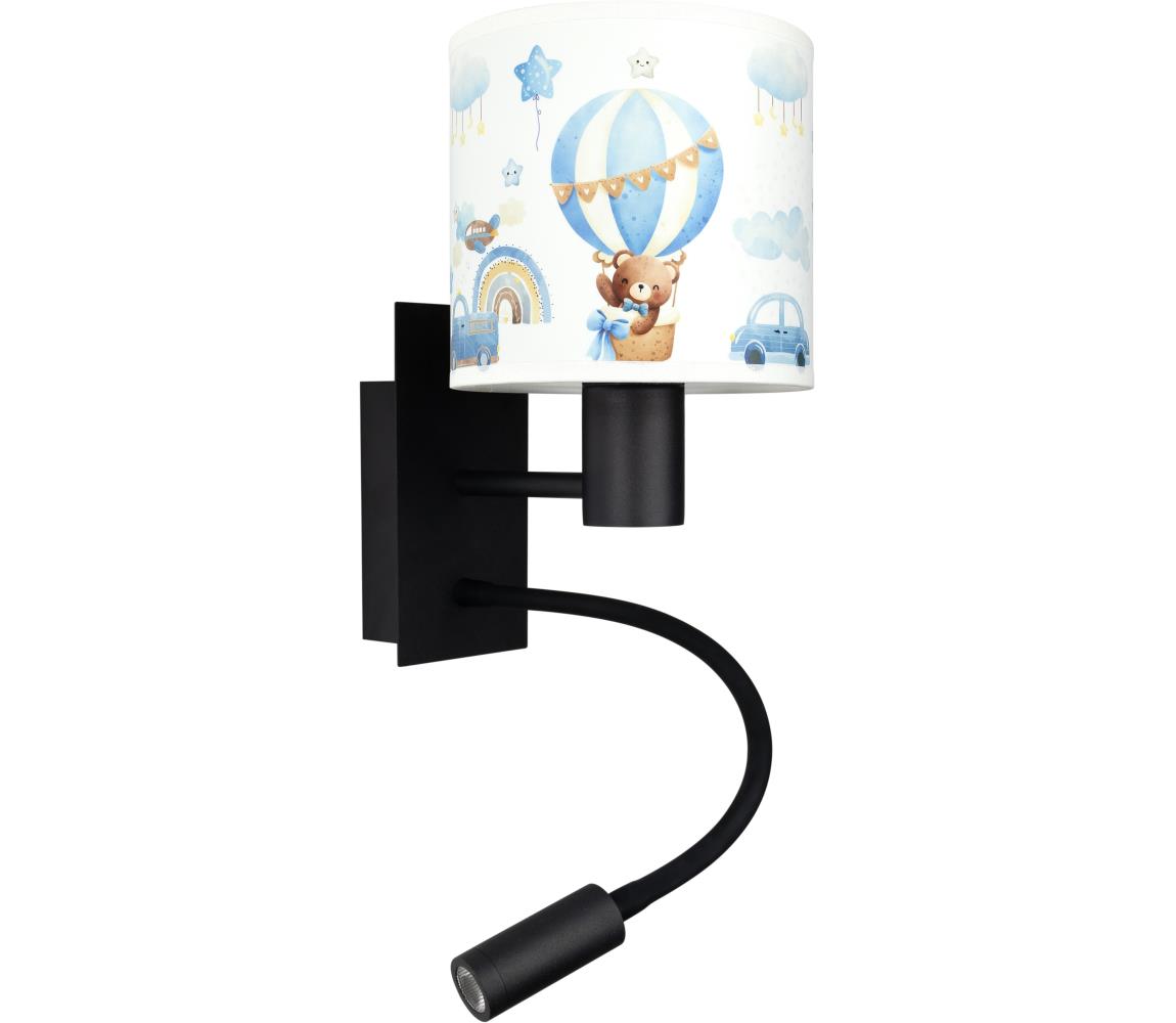 Brilagi - LED flexibilná lampa BOBO 1xE27/25W/230V + LED/3W čierna/biela/modrá/medvedíky BG1558+BG5585