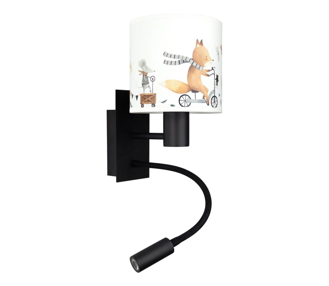 Brilagi - LED flexibilná lampa BOBO 1xE27/25W/230V + LED/3W čierna/biela/s motívom zvieratiek BG1558+BG5578