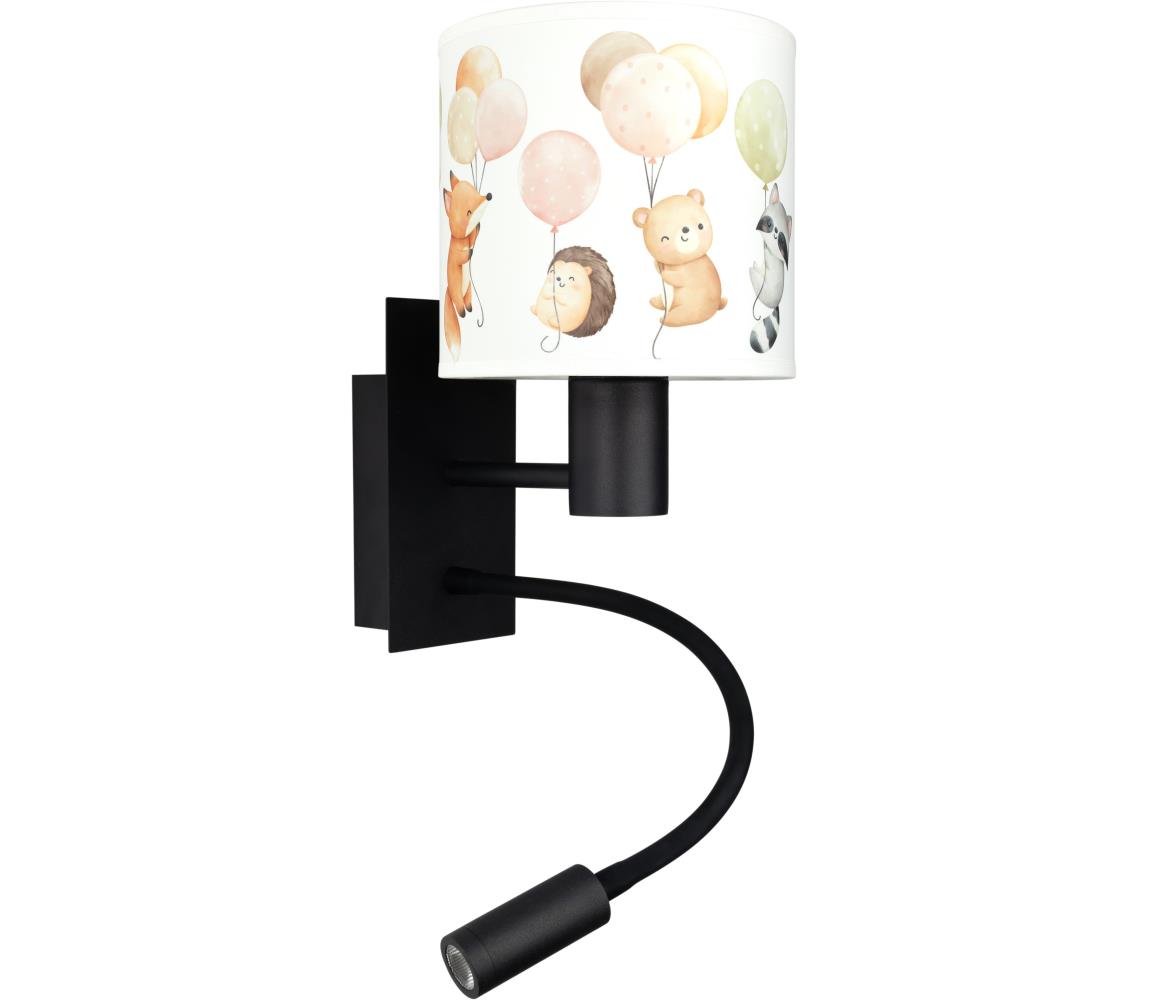 Brilagi - LED flexibilná lampa BOBO 1xE27/25W/230V + LED/3W čierna/biela/so zvieratkami BG1558+BG5577