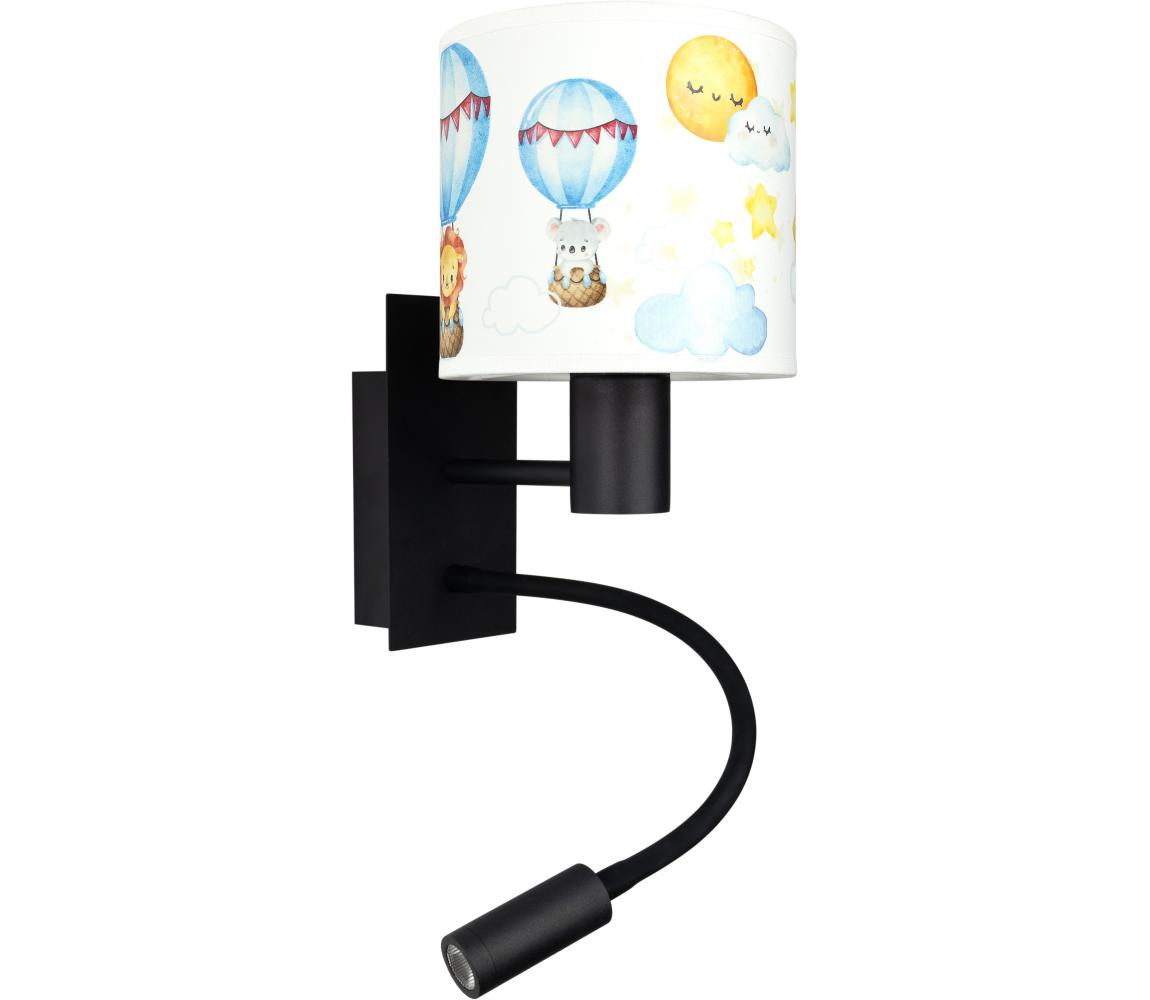 Brilagi - LED flexibilná lampa BOBO 1xE27/25W/230V + LED/3W čierna/biela/so zvieratkami BG1558+BG5583