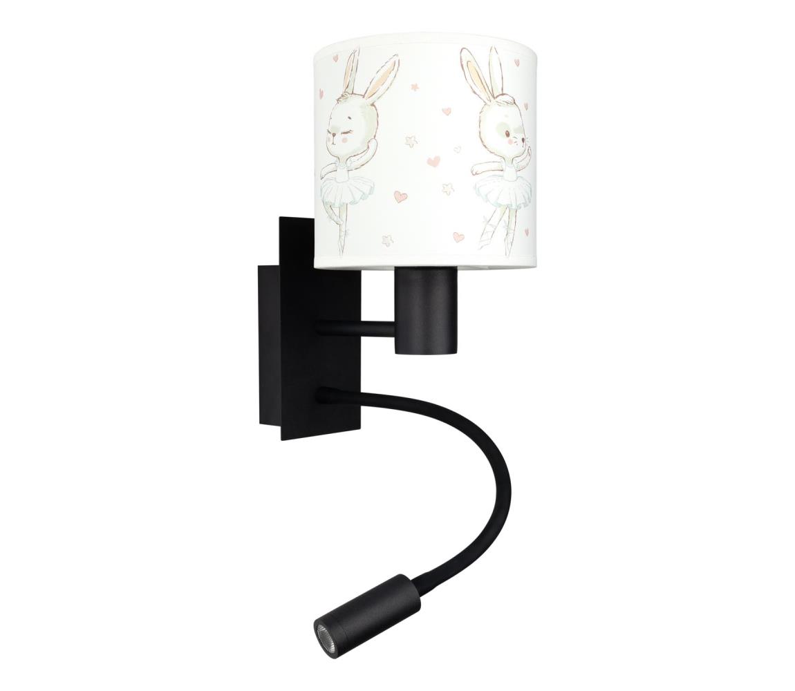 Brilagi - LED flexibilná lampa BOBO 1xE27/25W/230V + LED/3W čierna/biela/zajačiky BG1558+BG5580