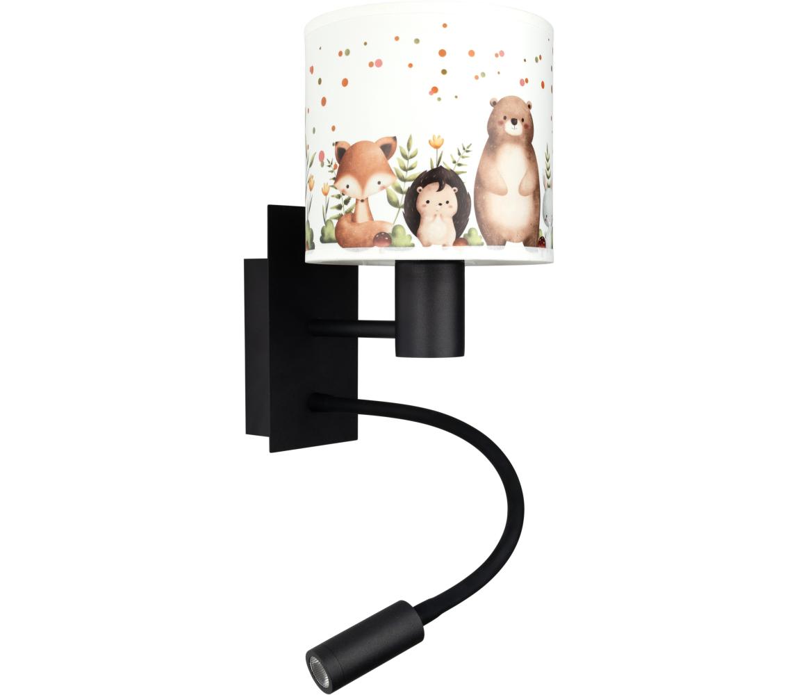 Brilagi - LED flexibilná lampa BOBO 1xE27/25W/230V + LED/3W čierna/biela/zvieratká BG1558+BG5587