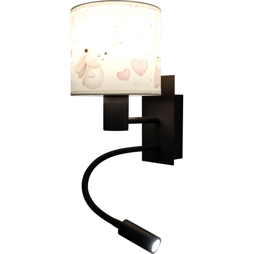 Brilagi - LED detská flexibilná nástenná lampa BOBO 1xE27/25W/230V + LED/3W čierna/krémová/zajačiky