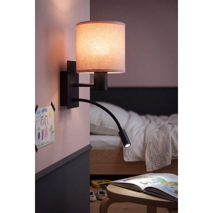 Brilagi - LED flexibilné nástenné svietidlo BOBO 1xE27/25W/230V + LED/3W čierna/ružová