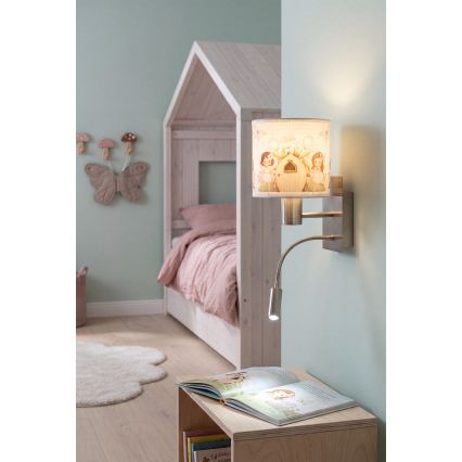 Brilagi - LED detská flexibilná nástenná lampa BOBO 1xE27/25W/230V + LED/3W matný chróm/biela/ružová/víly