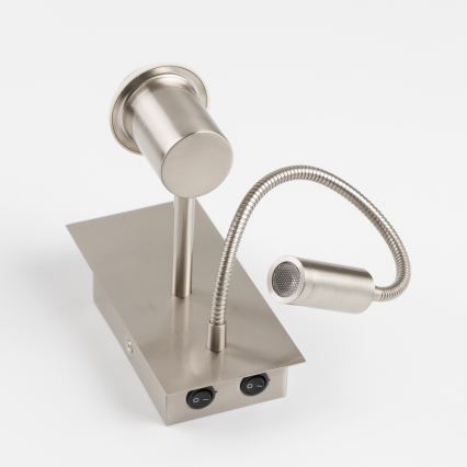 Brilagi - LED Detská flexibilná nástenná lampa BOBO 1xE27/25W/230V + LED/3W matný chróm/biela/zajačiky