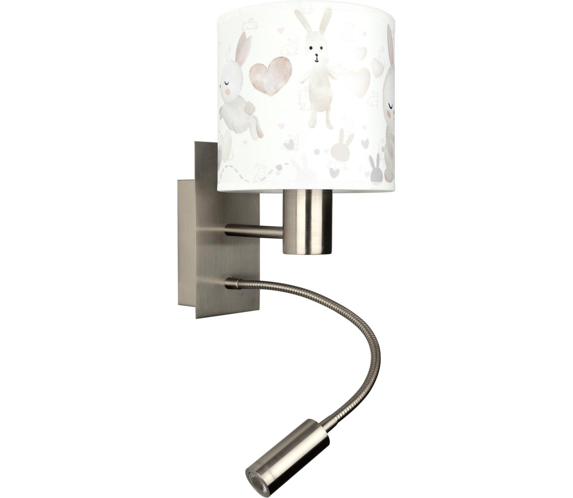 Brilagi - LED flexibilná lampa BOBO 1xE27/25W/230V + LED/3W m. chróm/biela/zajačiky BG1556+BG5584