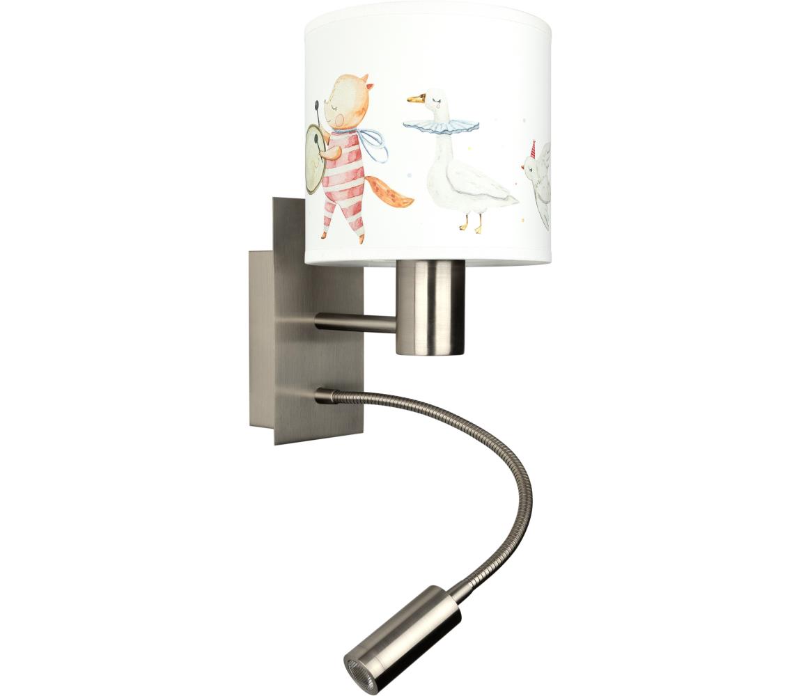 Brilagi - LED flexibilná lampa BOBO 1xE27/25W/230V + LED/3W m. chróm/biela/zvieratká BG1556+BG5576