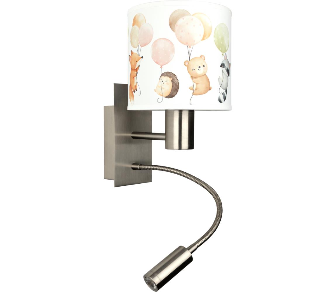 Brilagi - LED flexibilná lampa BOBO 1xE27/25W/230V + LED/3W m. chróm/biela/zvieratká BG1556+BG5577