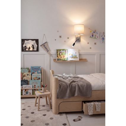 Brilagi - LED flexibilná nástenná lampa BOBO 1xE27/25W/230V + LED/3W matný chróm/béžová/bodky