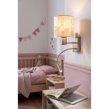 Brilagi - LED Detská flexibilná nástenná lampa BOBO 1xE27/25W/230V + LED/3W matný chróm/krémová/zajačiky