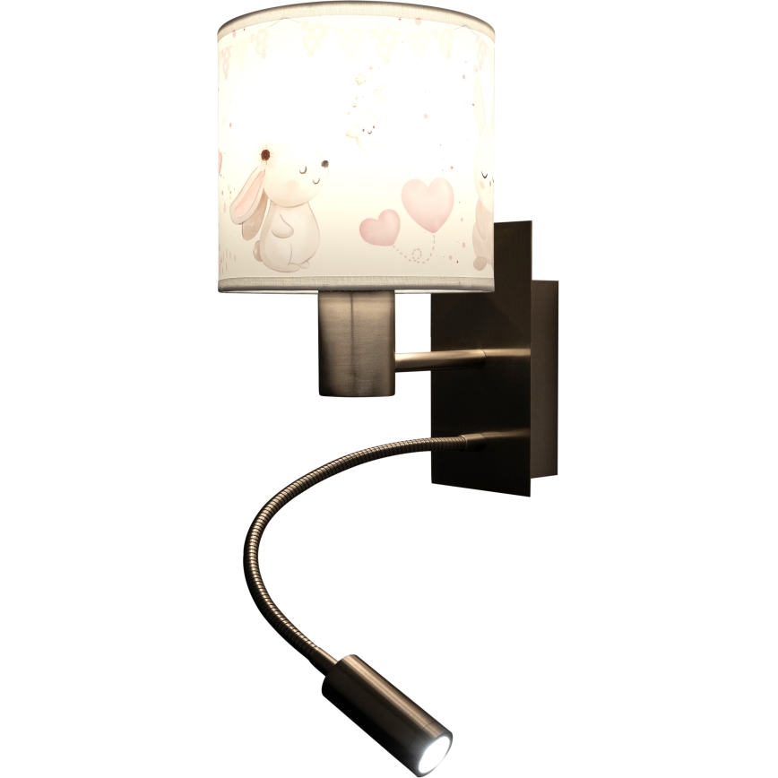 Brilagi - LED Detská flexibilná nástenná lampa BOBO 1xE27/25W/230V + LED/3W matný chróm/krémová/zajačiky