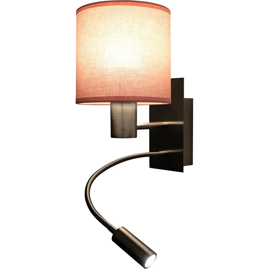 Brilagi - LED Flexibilná nástenná lampa BOBO 1xE27/25W/230V + LED/3W matný chróm/ružová