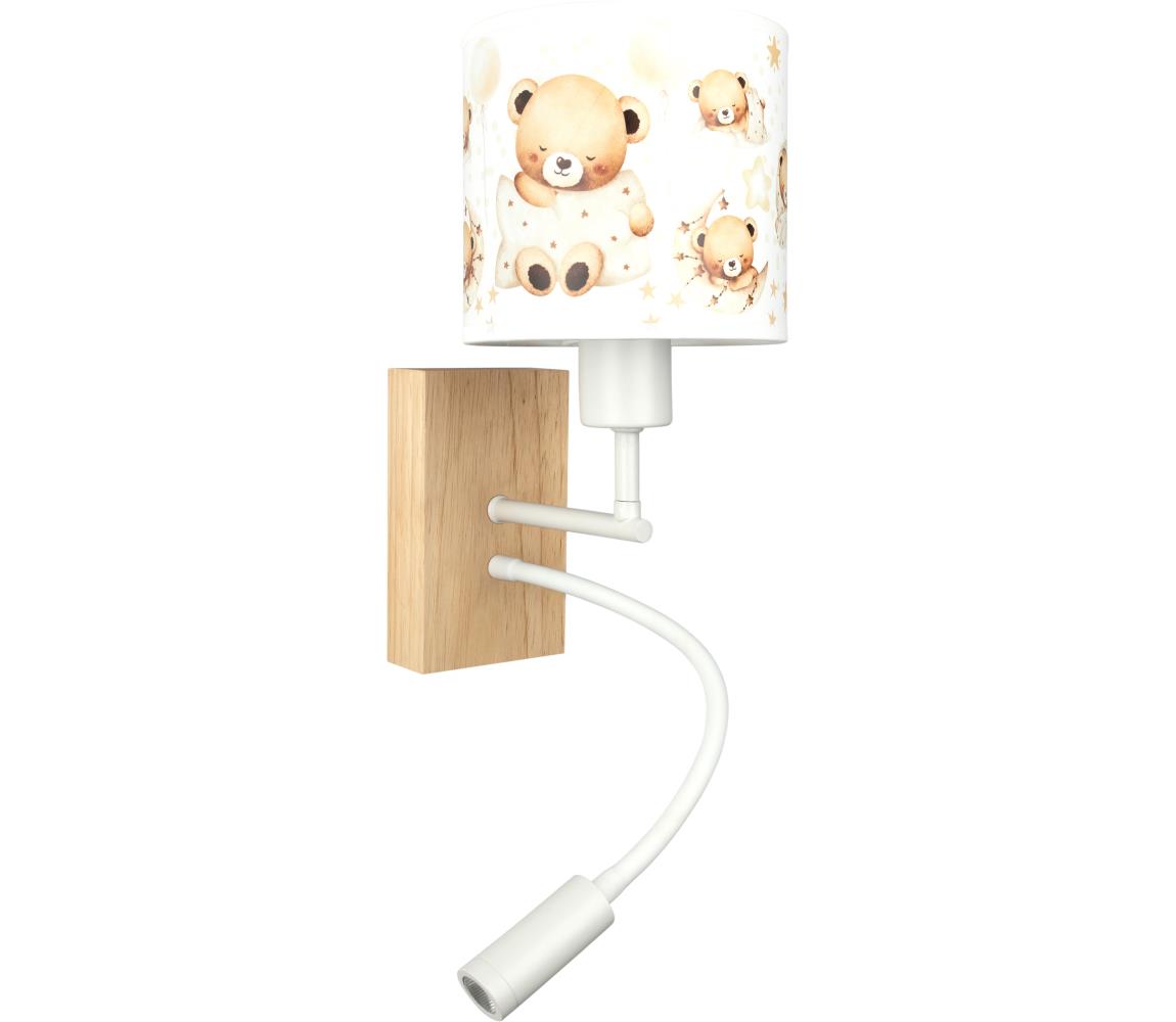 Brilagi - LED flexibilná lampa BOBO WOOD 1xE27/25W/230V + LED/3W dub/biela/medvedíky BG1565+BG5590